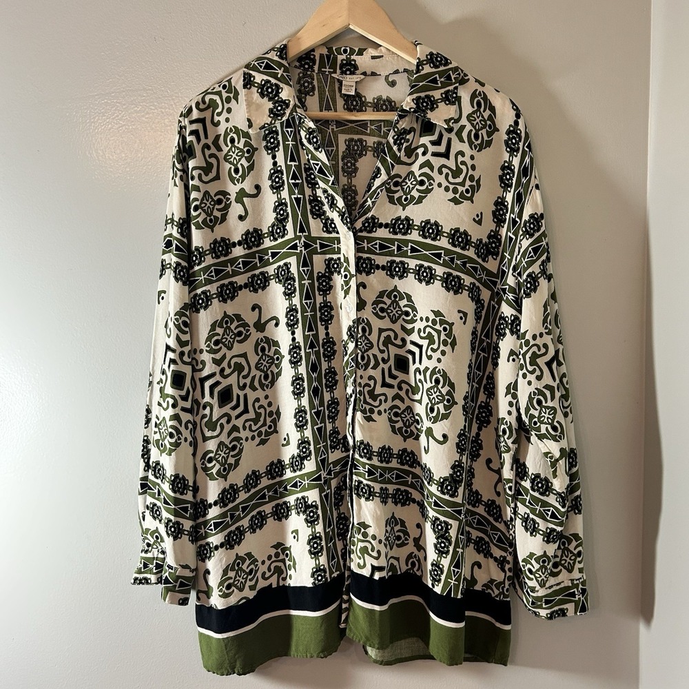 Cato Blouse Women's 22/24W  Floral Button Down Hippie  Boho  Artsy Retro Style